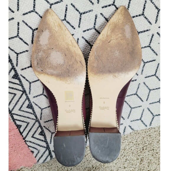 COACH WILLA PUMP IN BURGUNDY PURPLE & GOLD, SZ 8 - Picture 12 of 16